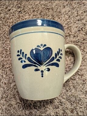 Salt-Glaze Stoneware Home Sweet Home Heart Pattern Coffee Mug Blue/Beige 12oz